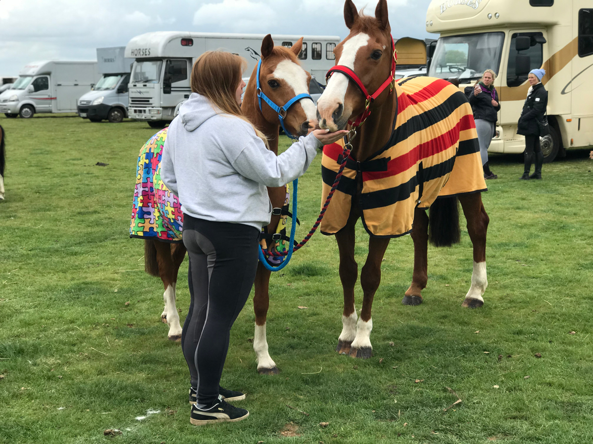 Kate with her horses Blue and Lenny