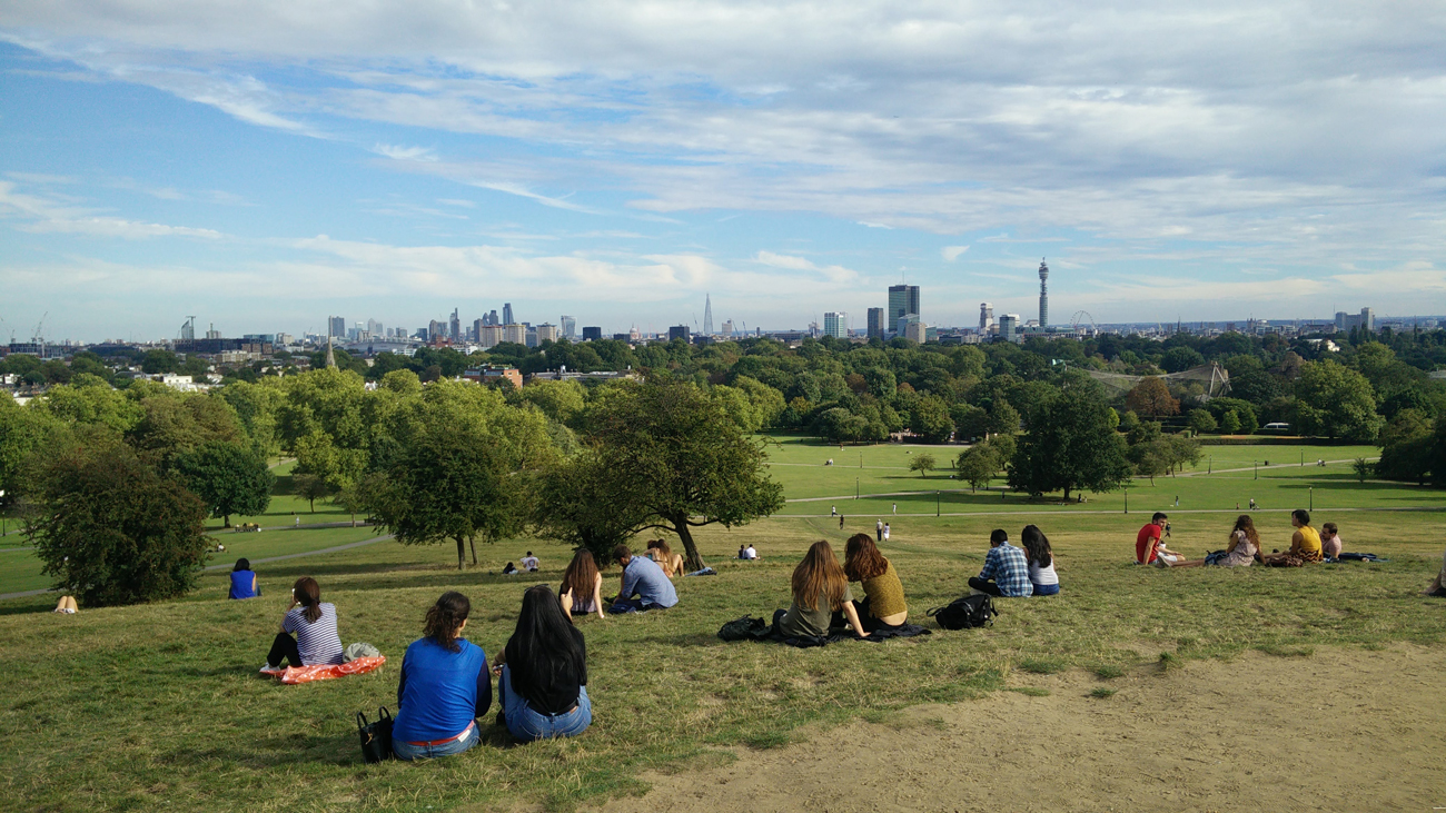 A view from a hill in a London park